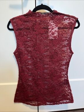 Zara Burgundy Lace Sleeveless Top